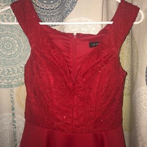 Red Sparkly Lace Short Dress
